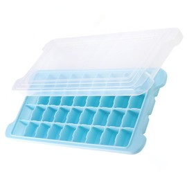 Ice Cube Mold with Lid, Freezer Storage, Durable, Household Container, Ice Maker, Easy to Clean, Easy to Remove, Multi-Purpose, Blue, 36 Lattice
