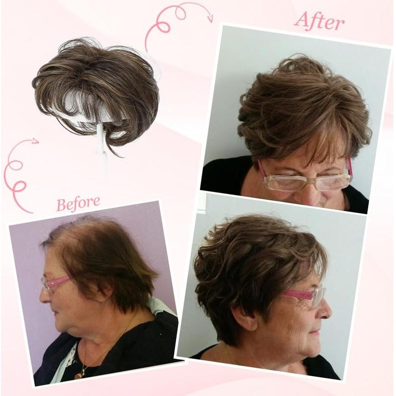 Hair Toppers for Women Short Hair Topper with Bangs Pixie