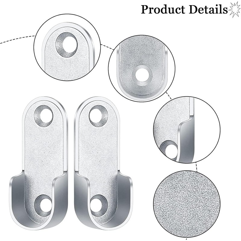MACHSWON 16mm Oval Closet Rod End Supports,Wardrobe Rod Flange Bracket