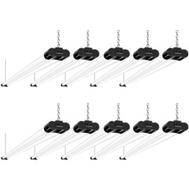 hykolity 10 Pack 4FT Linkable LED Shop Light, Utility Shop Light Fixture, 4400lm, 42W [250W Equivalent], 5000K Daylight Shop Lights for Garage, Hanging or Surface Mount, with Power Cord, ETL, Black