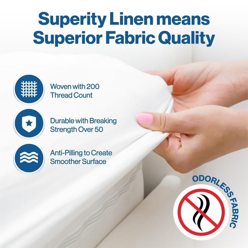 Superity Linen - Sábana bajera ajustable individual XL, suave y