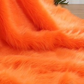 FABRICS-CITY Flokati Teddy Fur Fabric Carnival Clothing Craft Requests Photo Shooting Decoration (Orange, 100 x 150 cm)