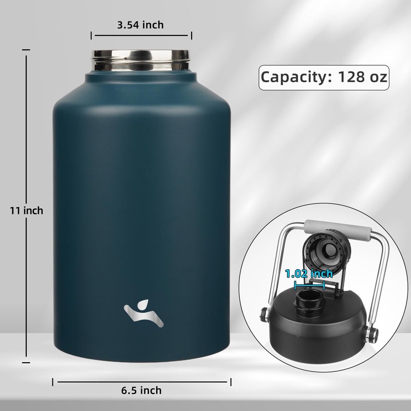 Konokyo 1 Gallon Jug with Handle,128 oz Insulated Water Bottle