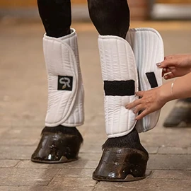 Sunride Bandaging Pads with Velcro for Horses to Protect Against Injury During Training (Set of 2, White)