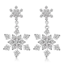 Winter Snowflake Earrings Sparkling Rhinestone Crystal Christmas Snowflake Earrings Winter Christmas Holiday Party Snowflake Pierced Dangle Earrings Gift For Woman (Style:E)