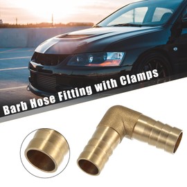 X AUTOHAUX 3 Pcs 14mm 0.55" Car Brass Barb Hose Fitting L Shape 2 Way Connector