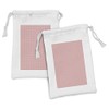 Lunarable Pink Gingham Fabric Pouch Set of 2, Old Fashioned