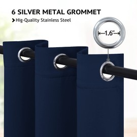 COSVIYA Blackout Curtains & Drapes Room Darkening Navy Blue Curtains 84 inch Length 2 Panels,Grommet Polyester Light Blocking Insulated Thermal Window Curtain for Bedroom/Living Room,42x84 inches