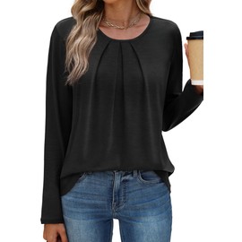 OFEEFAN Womens Tops Dressy Casual Women's Clothing Long Sleeve Shirts for Women Fall Outfits 2025 Business Casual Outfits Old Money Clothes Black L