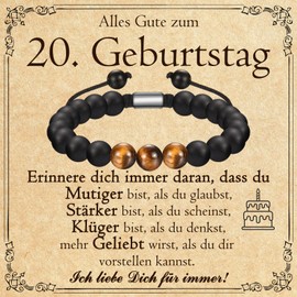 PDTU 20th Birthday Boys, Tiger Eye Bracelet Gifts for 20 Year Old Boys Birthday, Cool Gifts for 20th Birthday Boy