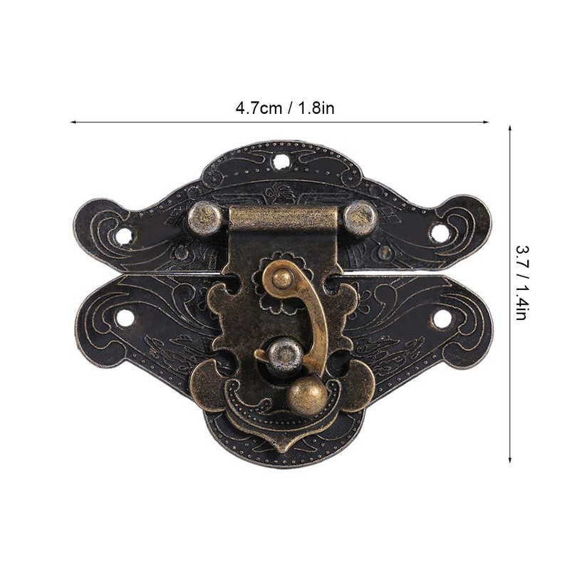 Antique Embossing Latch Haspe Verschluss Lock Holz Case Hasp Latch