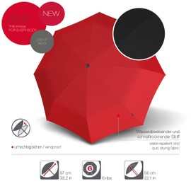 Knirps AS.050 Slim Small Manual Pocket Umbrella - The Flattest Knirps - Super Light - Small and Compact - 25 cm - Red