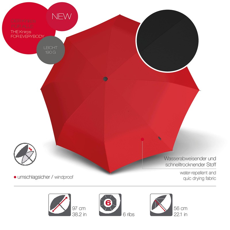 Knirps AS.050 Slim Small Manual Pocket Umbrella - The Flattest