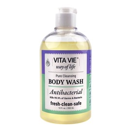 VITA VIE Body Wash, Lemon Scent, Antibacterial Soap for Hands and Forearms With Hazel, Willow Bark Extract, and Tea Tree Oil, Clean Nourishing Formula, Vegan, Paraben Free, Non GMO, 12 FL Oz