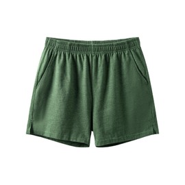 Amy Coulee Mens Sleep Shorts 4 inch Cotton Lounge Shorts Split Side Lightweight Pajamas Bottoms with Pockets (Green Heather, M)