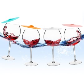 Floating Wine Glasses for Pool with Cup Lids | Set of 4 | Shatterproof Poolside Wine Glasses | Floating Cup | Pool Tub Summer Party Camping | BPA-free | Outdoor Tritan Plastic Wine Glasses (18 oz) (4)