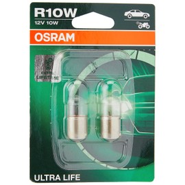 OSRAM ULTRA LIFE R10W halogen tail light, number plate light, parking and position light, 5008ULT-02B, 12 V passenger car, double blister (2 unit), Yellow