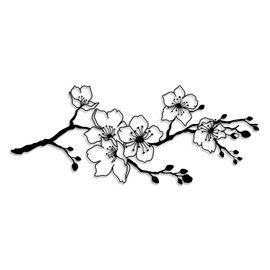 LIYOUYA Cherry Blossom Branch Metal Wall Decor - Rustic Farmhouse Room Decor Simple Japanese Black Wall Art Home Decor for Living Room, Bathroom, Bedroom, Dining Room (Black)