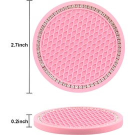 MACHSWON 2.75 Inch 2 Pack Car Cup Holder Cup Coasters Shiny Car Accessories Pink Cute Cup Holders Accessories for cs01 cs01