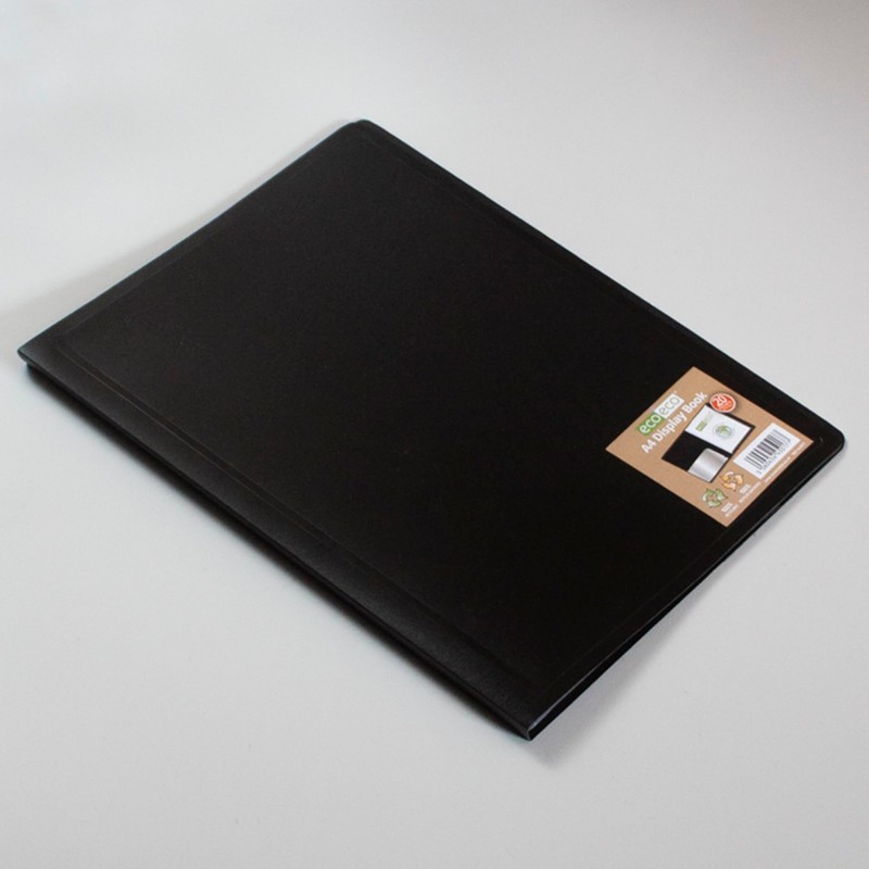 eco-eco A4 100% Recycled 20 Pocket Black Flexible Cover Portfolio