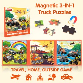 SYNARRY Magnetic Puzzles for Toddlers 3-5, 20 Pieces Travel Puzzles for Kids Ages 4-6, Easter Basket Stuffers Gifts for Kids, Car Airplane Road Trip Activities Toys for 3 4 5 6 Year Old Children