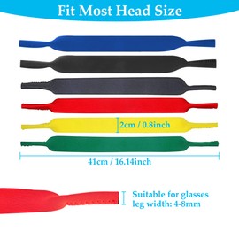 CiciIng Pack of 6 Neoprene Sports Glasses Retainer Strap, Non-Slip Elastic Glasses Straps, Floating for Sports Glasses and Sunglasses, colour