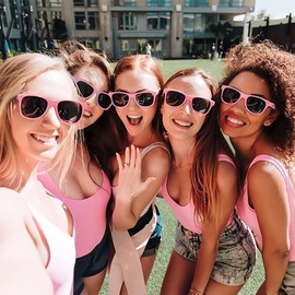 12 Pack Neon Colors Sunglasses Classic Retro Party Favors Sunglasses for Unisex Adult (Pink)