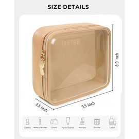 Clear Makeup Bags Large - TSA Approved Clear Toiletry Bag,Travel Size Toiletries Clear Cosmetic Bags Car Accessories Beach Essentials Pool Accessories for Women Men (Large Sand)