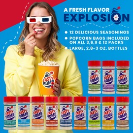 Flavorful Popcorn Seasoning Variety Pack – 6 Seasonings in White Cheddar Cheese, Ranch, Garlic Parmesan & More – Gluten-Free Keto Snack for Movie Nights & Gifts by Tasty Bomb, 2.8-3 Oz.