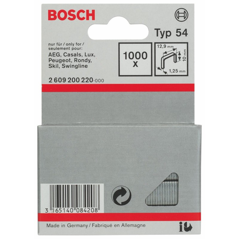 Bosch 2609200220 Fine Wire Staple, Silver, 10 x 12.9 mm,