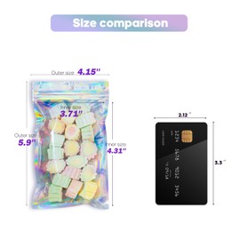 100Pcs Holographic Resealable Bags, 4x5.9 inch Packaging Foil Pouch ，Motomy Mylar Food Storage Bag Great for Small Business and Party Favor……
