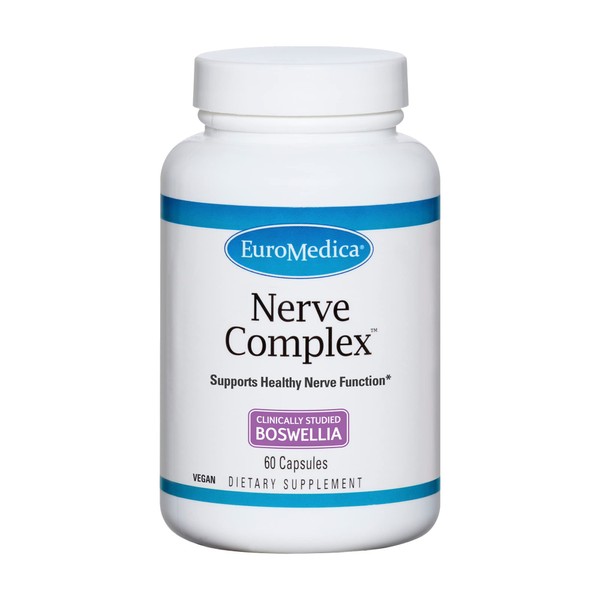 EuroMedica Nerve Complex - 60 Capsules - Supports Healthy Nerve Function - Vitamin, Amino Acid & Herb Blend - Supports Healthy Blood Circulation - 30 Servings