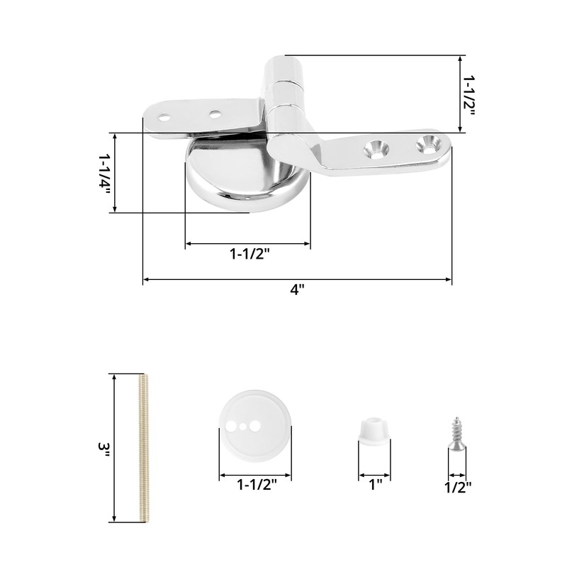 QWORK Toilet Seat Sturdy Hinge Replacement Parts, 2 Set Stainless
