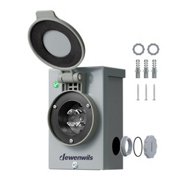 DEWENWILS 30 Amp Generator Inlet Box, Pre-drilled NEMA L14-30 Power Inlet Box, 4-Prong Generator Cord, 125/250V, 7500/12500W, 3R Weatherproof for Outdoor Use, ETL Listed