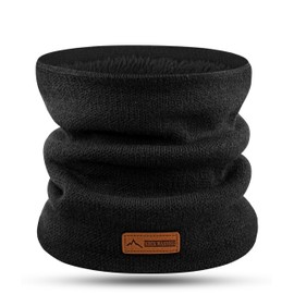 FORVEVO Winter Neck Tube for Men and Women, Tube Scarf with Fleece Lining, Scarf Neck Warmer Men, Thermal Neckerchief, Windproof Loop Scarf, black