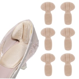 TIESOME Adhesive Heel Cushion Pads, 6 PCS Back of Heel Grips Inserts Reusable Heel Guards Liners for Improving Shoe Fit Anti Blister Shoe Liners Heel Protectors for Too Big Loose Shoes(Beige)