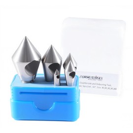Accusize Industrial Tools 5 pc 60 Deg 0-Flute HSS Countersink & Deburring Tool Set, Pilotless Type, 0206-0460