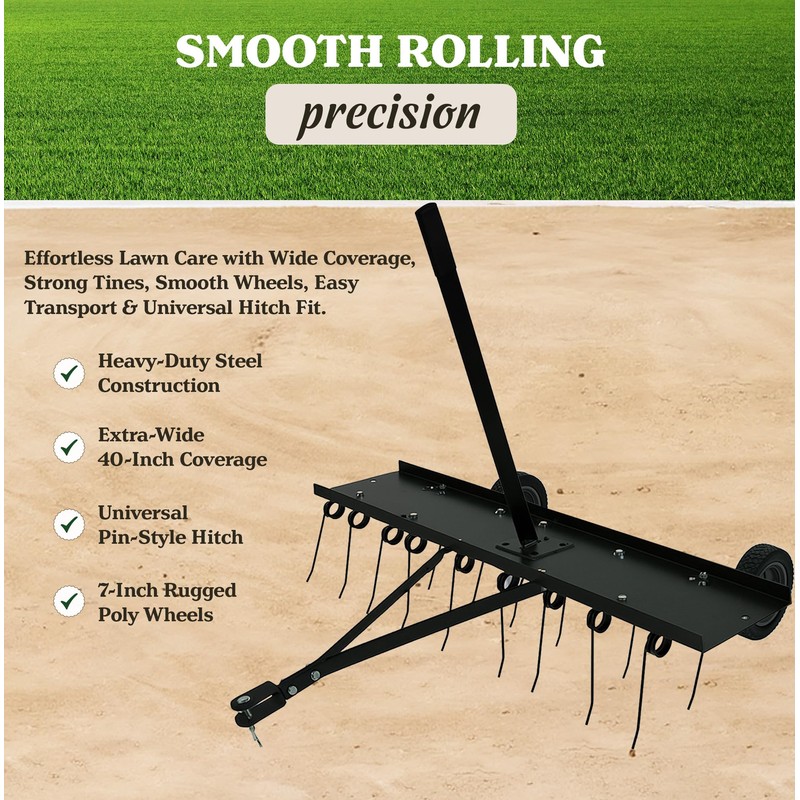 Yard Tuff Tine Dethatcher Attachment, 40 Inch Pull Behind Thatcher