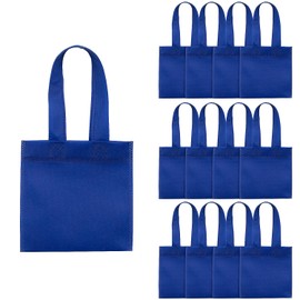 Fun Express 6" x 6" Mini Blue Solid Color Nonwoven Tote Bags - 12 Pieces