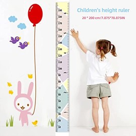 Growth Chart Wall Hanging, Portable Kids Wall Ruler Removable Height Measure Chart for Boys Girls Growth Ruler from Baby to Adult for Child's Room Decoration 79''7.9'' (Pink)