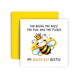 Huxters Birthday Day Card for Friend Sweet and Fun Card - You're the Queen Bee Friend - 14.8cm (Friend)