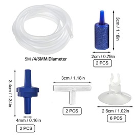 YMWALK Fish Tank Air Pump Accessories Set, Aquarium Air Pipe Kit including 5m Aquarium Airline Tube, Air Stone, Check Valve, Suction Cup and Connectors for Aquarium Air Pump
