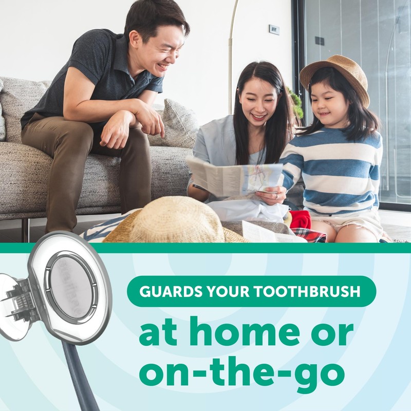 Steripod Clip-on Toothbrush Protector, Green/Silver, 2 Count