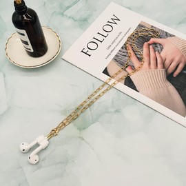 Magnetic Anti-Lost Straps AirPods Necklace Lanyard String Cord for Neck - Accessories Compatible with Airpods Pro/2/1 (Gold Cuban)