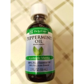 Pure Essential Peppermint Oil De La Cruz 100 % Pure Essential Oil 2 fl oz Aceite de Menta USA