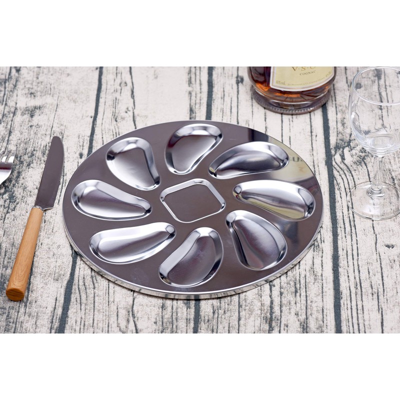 2 Pack Stainless Steel Oyster Pan, Oyster Shell Shaped Oyster