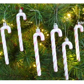 Christmas Concepts® Pack Of 6-13cm Glitter Candy Cane Christmas Tree Decorations (Baby Pink)