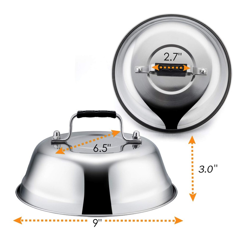 4Pack Cheese Melting Domes, Leonyo 9IN Heavy Duty Stainless Steel