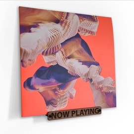 Wall Mounted Now Playing Vinyl Record Storage Display Stand (Walnut Veneer)