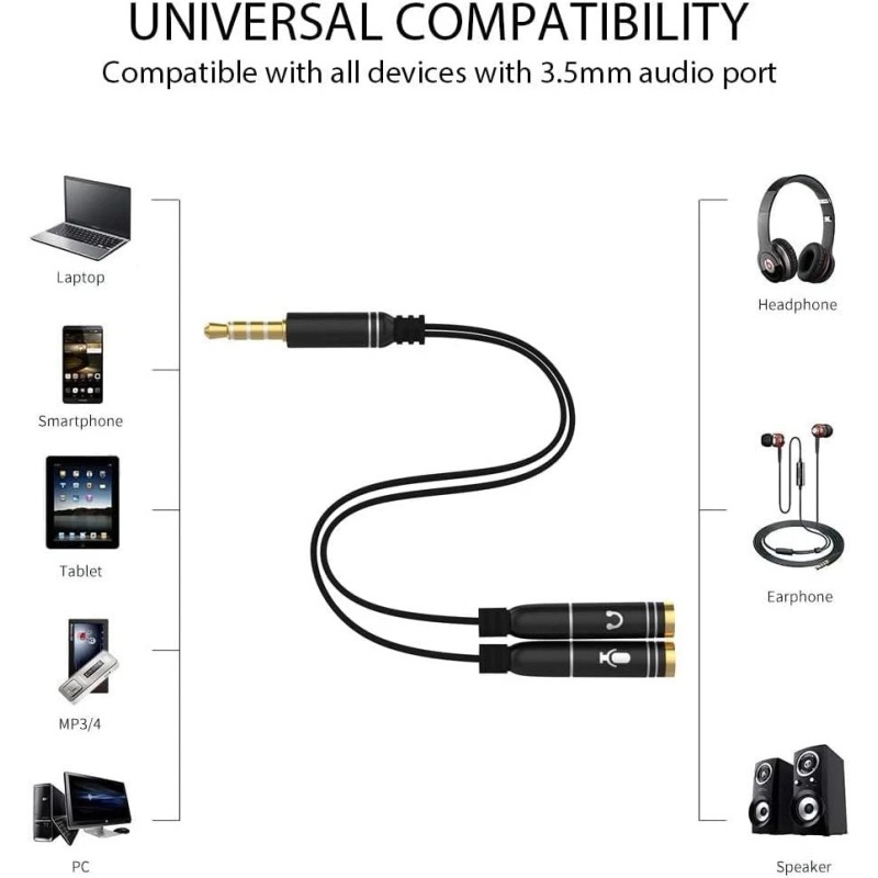 Unbranded/Generic NEW Male 3.5mm Headset to Dual Female Y-Splitter CABLE